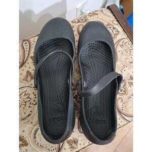 Crocs Women's Size 7 Black Round Toe Slip On Flat Mary Jane Shoes 11050
